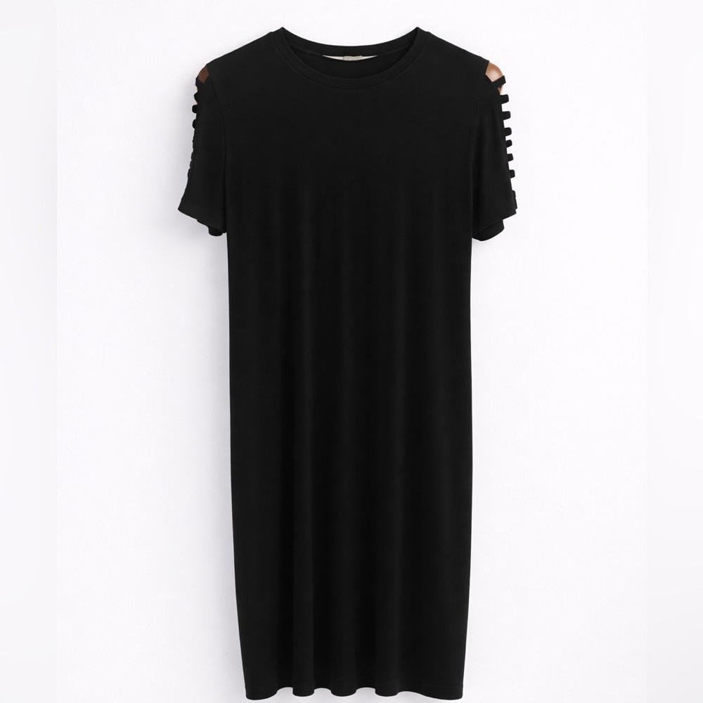 👗 Michael Michael Kors Black Shift Dress with Cutout Sleeves | Size M